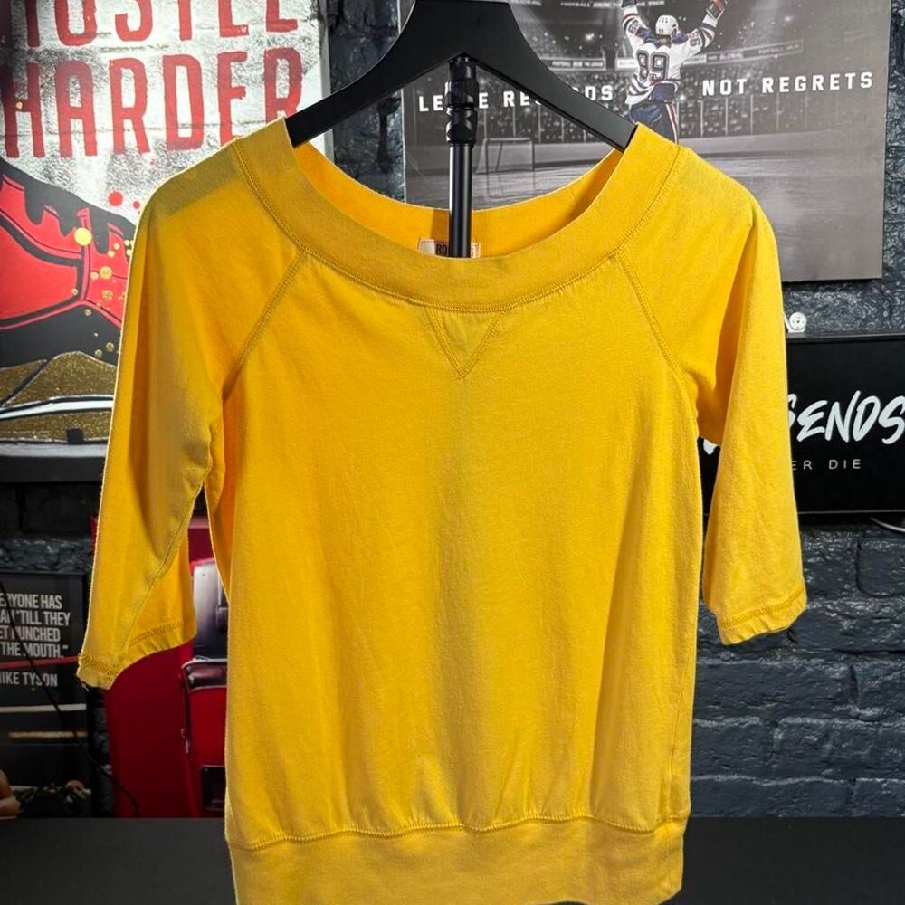 Route 66 Mustard Yellow 3/4 Sleeve Raglan Sweatshirt Top – Women’s Large